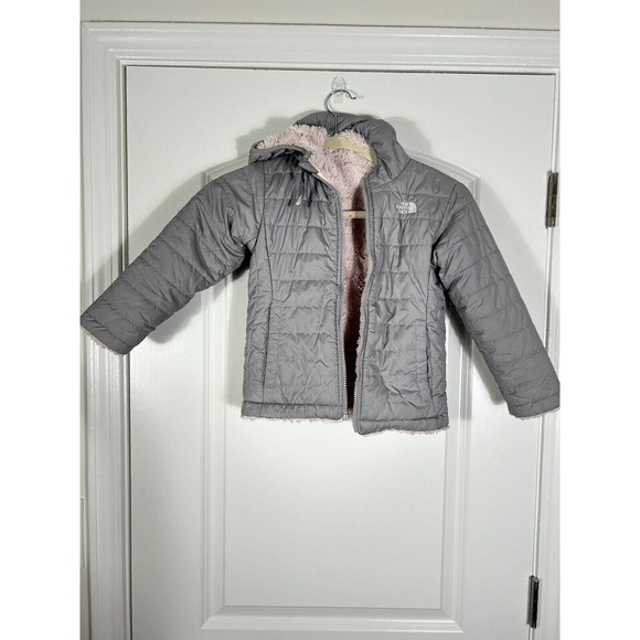 The North Face Other - The North Face Mossbud Girl Youth Reversible Pink Grey Jacket Coat Size 5